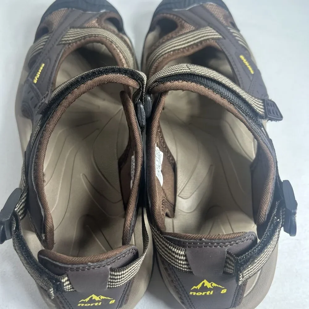 Norti Mens Sandals Size 8 V8 Brown Hiking Adventure Loop And Lock Closed Toe